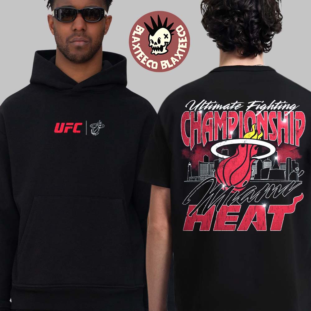 UFC X Miami Heat Exclusive Event Merch UFC 327 At Kaseya Center T-Shirt Hoodie Unisex T-shirt, Sweatshirt, Hoodie, Long Sleeve Tee - T-Shirt, Sweatshirt, Hoodie