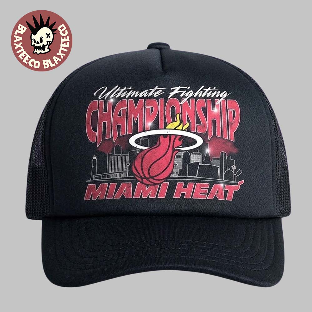 UFC X Miami Heat Exclusive Event Merch UFC 327 At Kaseya Center Trucker Hat Unisex T-shirt, Sweatshirt, Hoodie, Long Sleeve Tee - T-Shirt, Sweatshirt, Hoodie