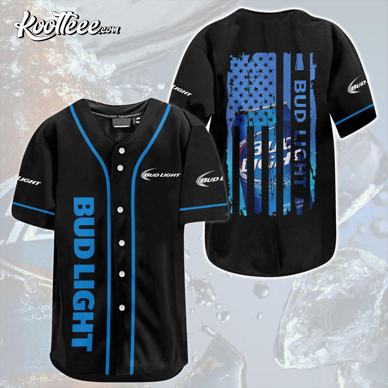 US Flag Bud Light Baseball Jersey baseball jersey product view 1