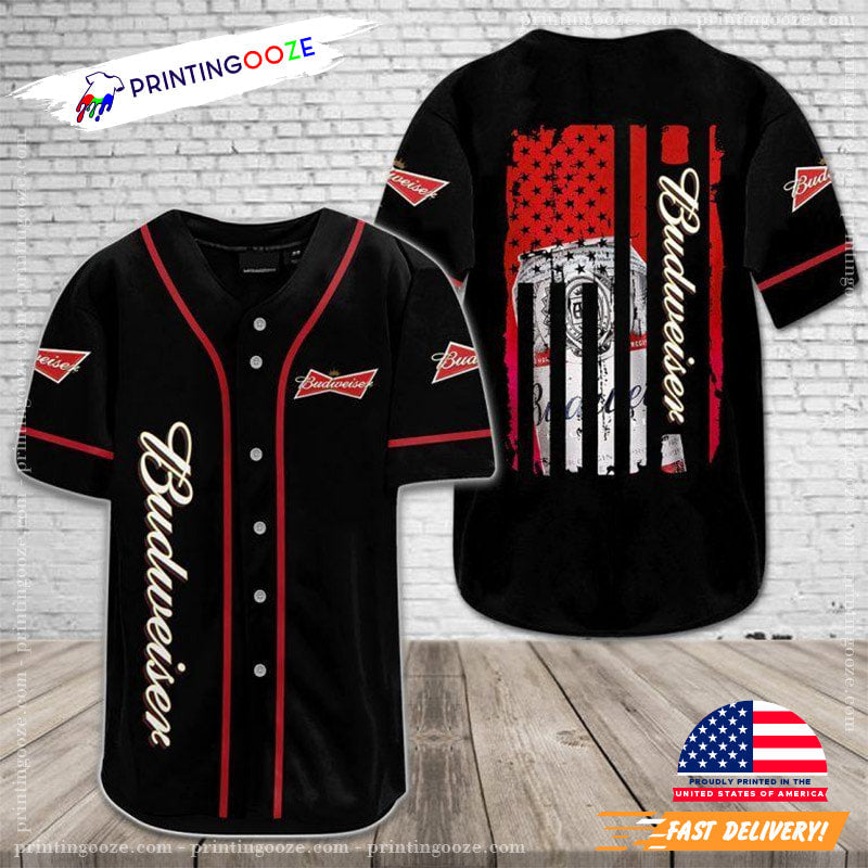 US Flag Budweiser Baseball Jersey baseball jersey product view 1