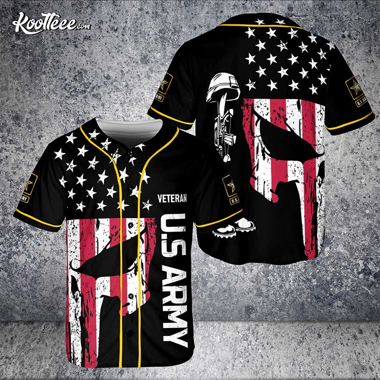 US Navy Custom Name Veteran Camo Skull Baseball Jersey baseball jersey product view 1
