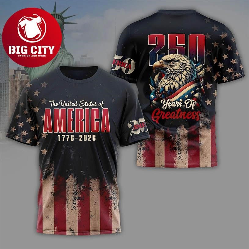 USA 250Th Anniversary Patriotic Eagle Independence Day 2026 Two Sided Shirt Unisex T-shirt, Sweatshirt, Hoodie, Long Sleeve Tee - T-Shirt, Sweatshirt, Hoodie