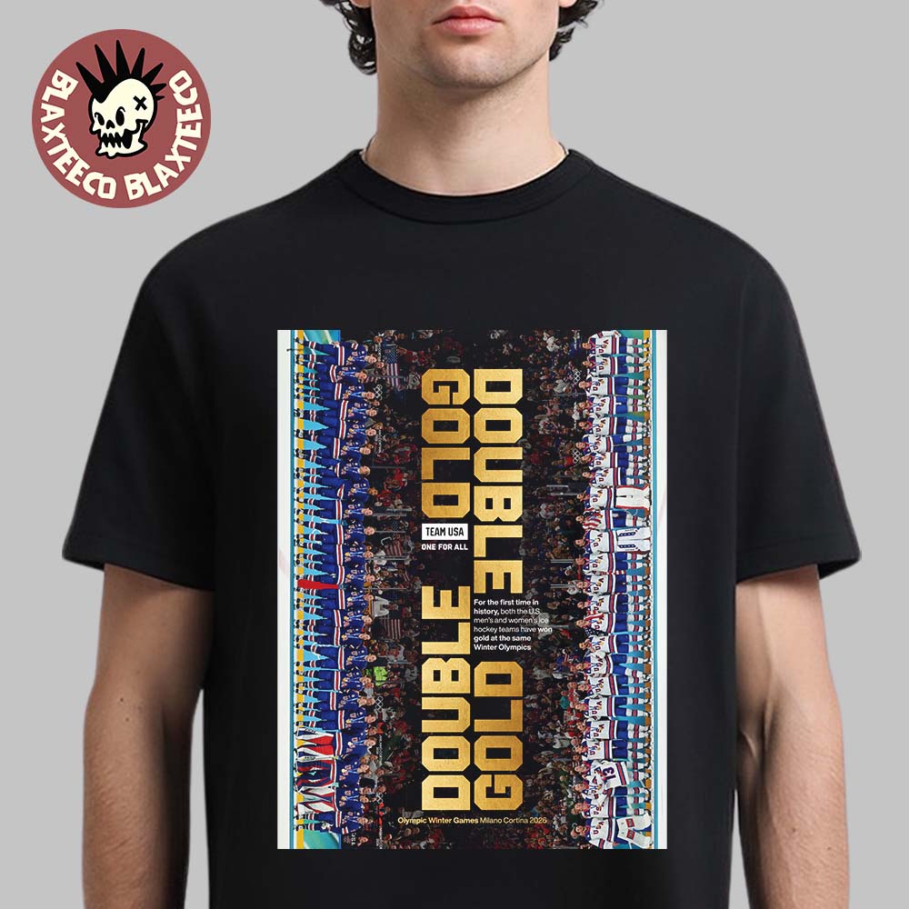 USA Mens And Womens Olympic Hockey Team Double Gold Olympic Winter Milano Cortina 2026 Golden Medal For The First Time In History T-Shirt - T-Shirt, Sweatshirt, Hoodie