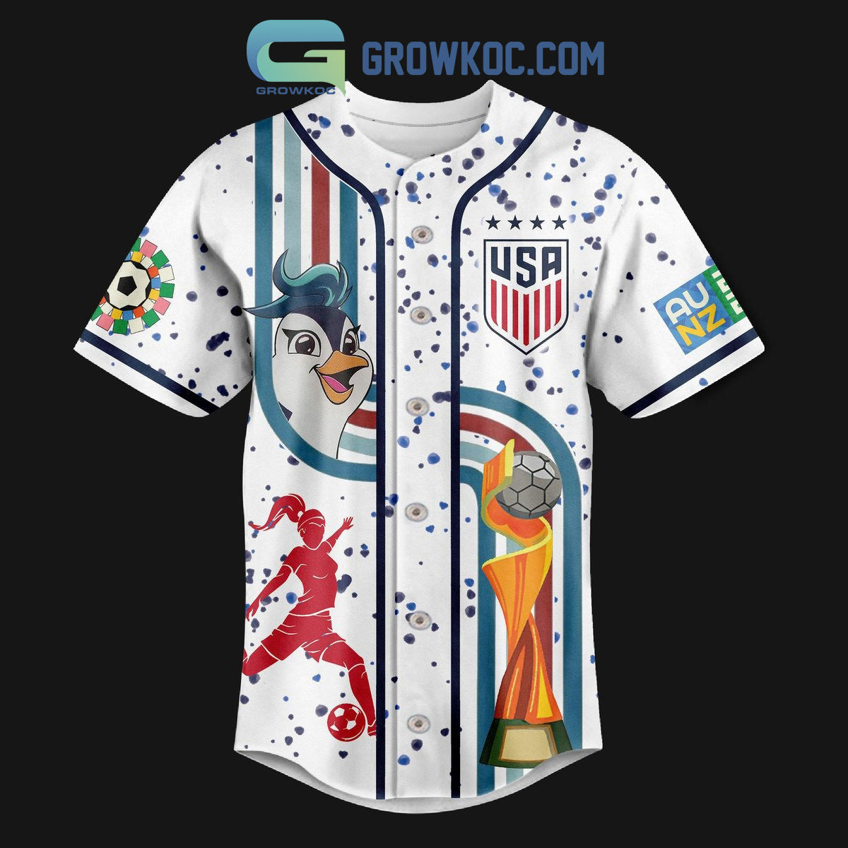 USA Women’s World Cup Personalized Baseball Jersey baseball jersey product view 2