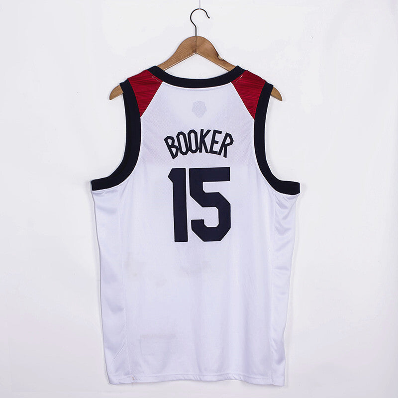 USA 2021 Summer Olympics 15 Devin Booker 2021 Olympics Edition Style 1 Basketball Jersey basketball jersey product view 1