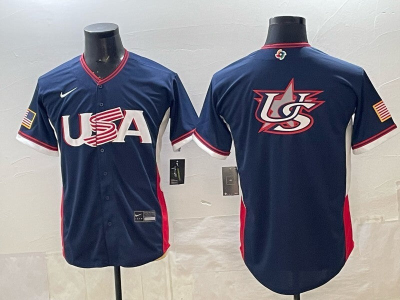 USA Baseball Blue 2026 World Baseball Classic 26 World Cup Soccer Jersey baseball jersey product view 1