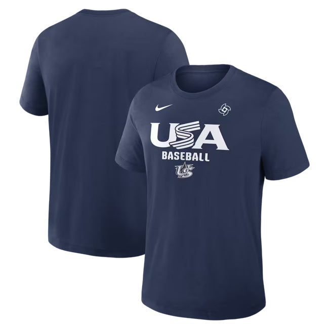 USA Baseball Navy 2026 World Baseball Classic Collection Early Work Dri-FIT Tri-Blend T Football Jersey football jersey product view 1