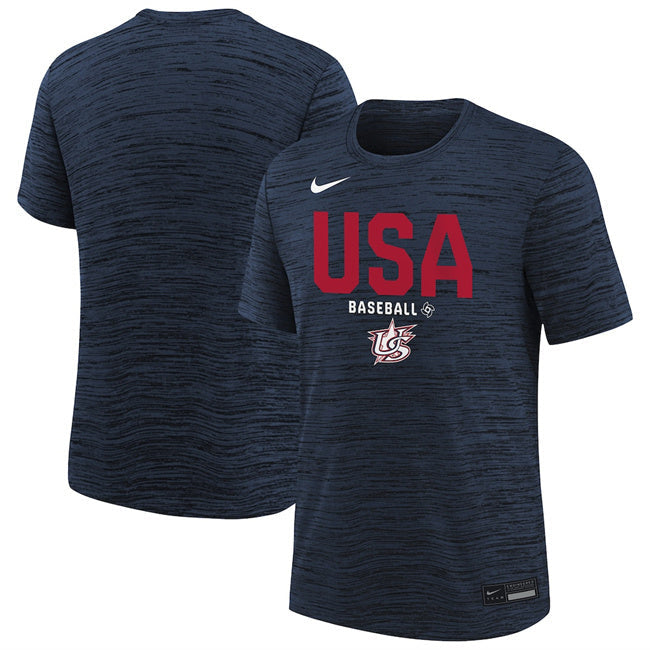 USA Baseball Navy 2026 World Baseball Classic Collection Velocity Dri-FIT T-Shirt Football Jersey football jersey product view 1