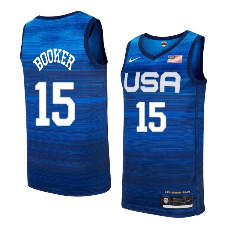 USA Dream Team 14 #15 Booker Tokyo Olympics Team USA Blue Style 1 Basketball Jersey basketball jersey product view 1