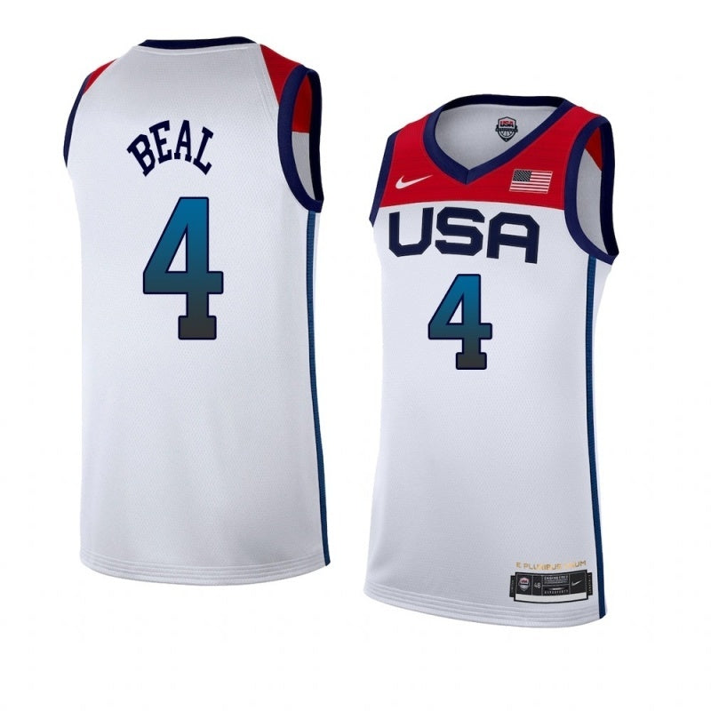 USA Dream Team 14 #4 Beal Tokyo Olympics Team USA White Style 1 Basketball Jersey basketball jersey product view 1