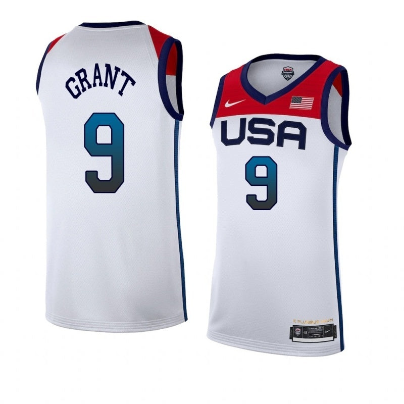 USA Dream Team 14 #9 Grant Tokyo Olympics Team USA White Style 2 Basketball Jersey basketball jersey product view 1