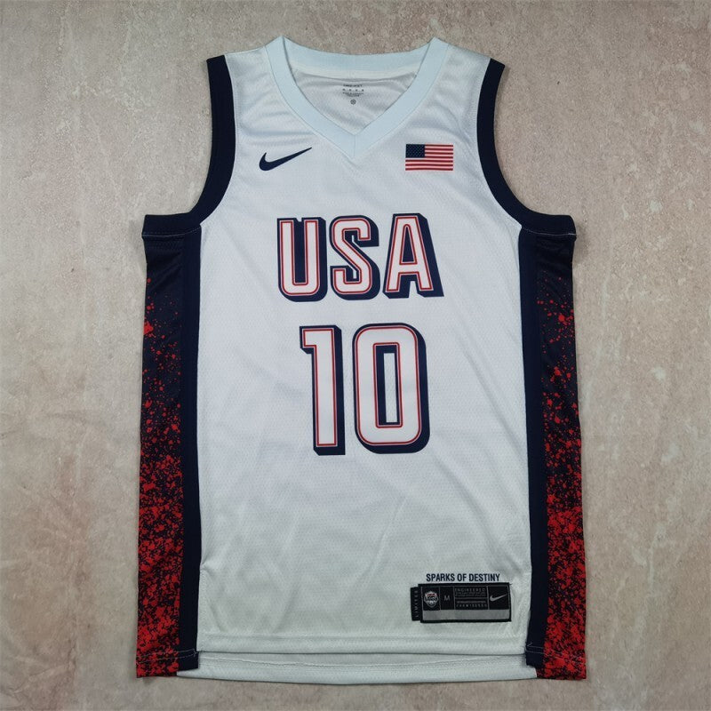 USA #10 Jayson Tatum Hot Press Dream Team 16 White s-xxl Style 2 Basketball Jersey basketball jersey product view 1