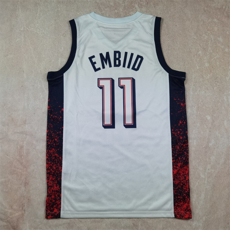 USA #11 Joel Embiid Hot Press Dream Team 16 White s-xxl Style 1 Basketball Jersey basketball jersey product view 1