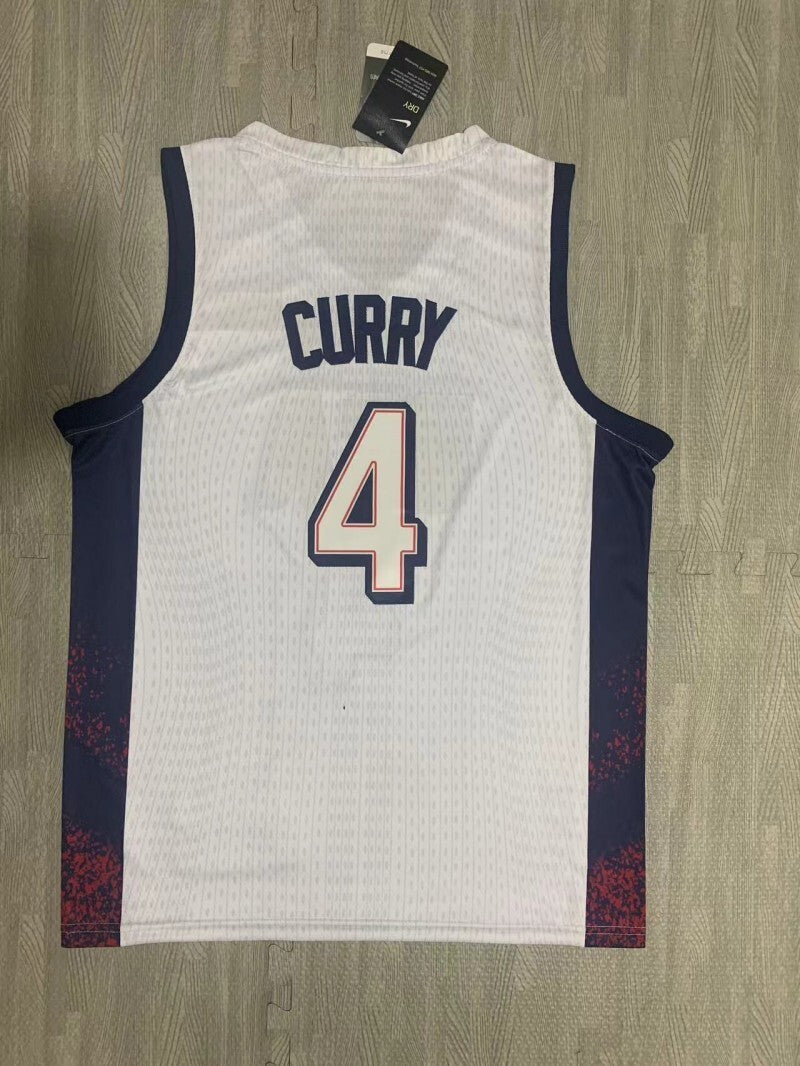 USA #4 Curry Team USA 4 White Style 1 Basketball Jersey basketball jersey product view 1