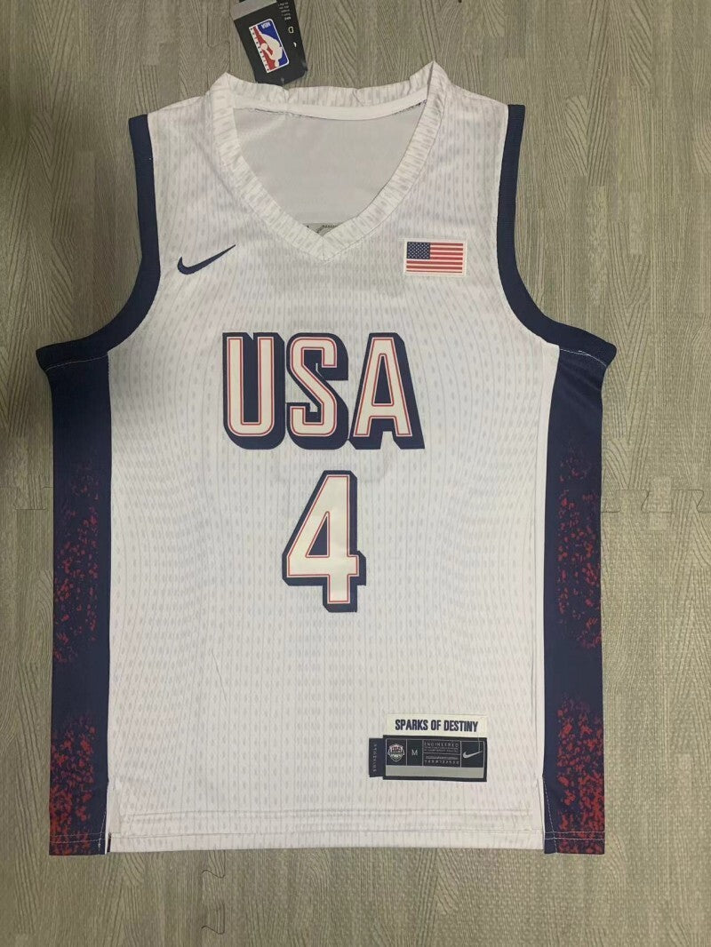 USA #4 Curry Team USA 4 White Style 2 Basketball Jersey basketball jersey product view 1