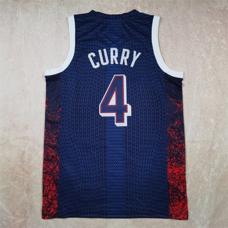 USA #4 Stephen Curry Hot Press Dream Team 16 Navy Striped 6 # s-xxl Style 1 Basketball Jersey basketball jersey product view 1