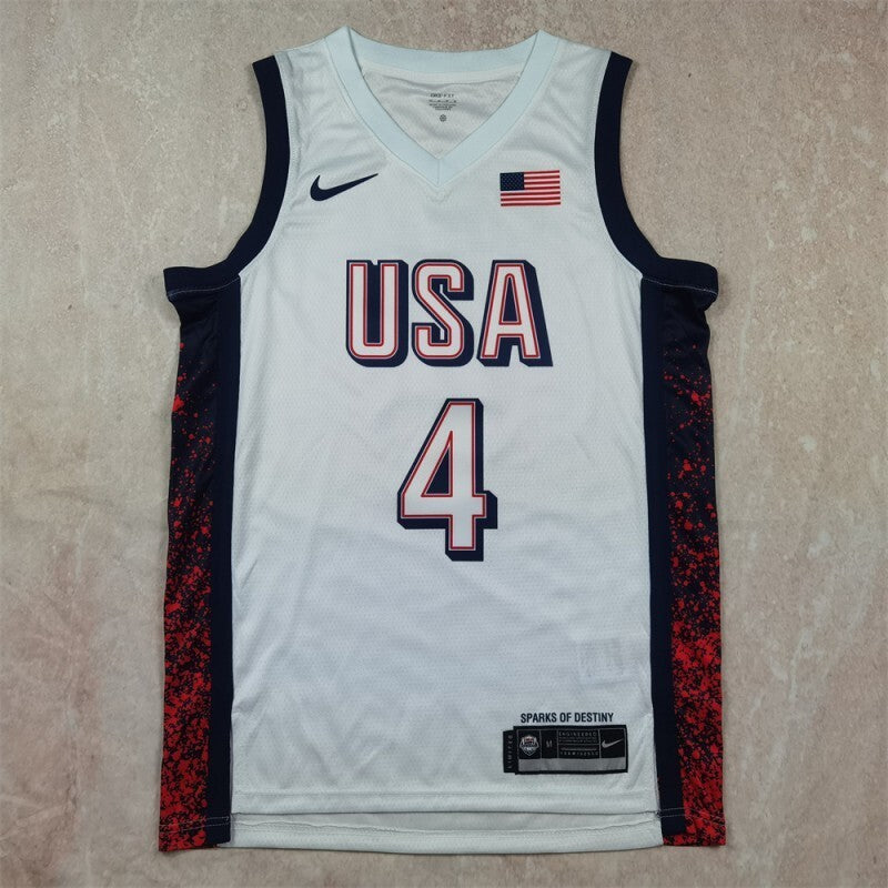 USA #4 Stephen Curry Hot Press Dream Team 16 White s-xxl Style 2 Basketball Jersey basketball jersey product view 1