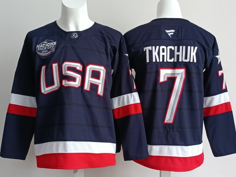USA #7 Matthew Tkachuk Team USA Hockey Jersey hockey jersey product view 1