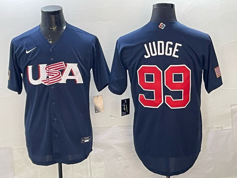 USA #99 Aaron Judge World Cup Baseball Jersey baseball jersey product view 1