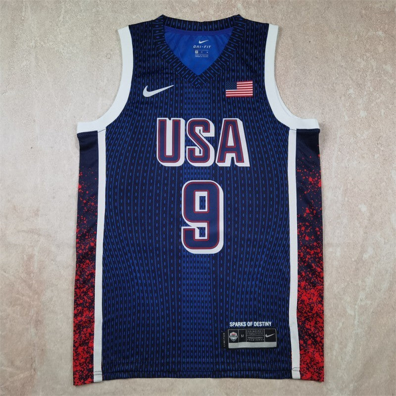 USA #9 Tyrese Haliburton Hot Press Dream Team 16 Navy Striped 6 # s-xxl Style 2 Basketball Jersey basketball jersey product view 1