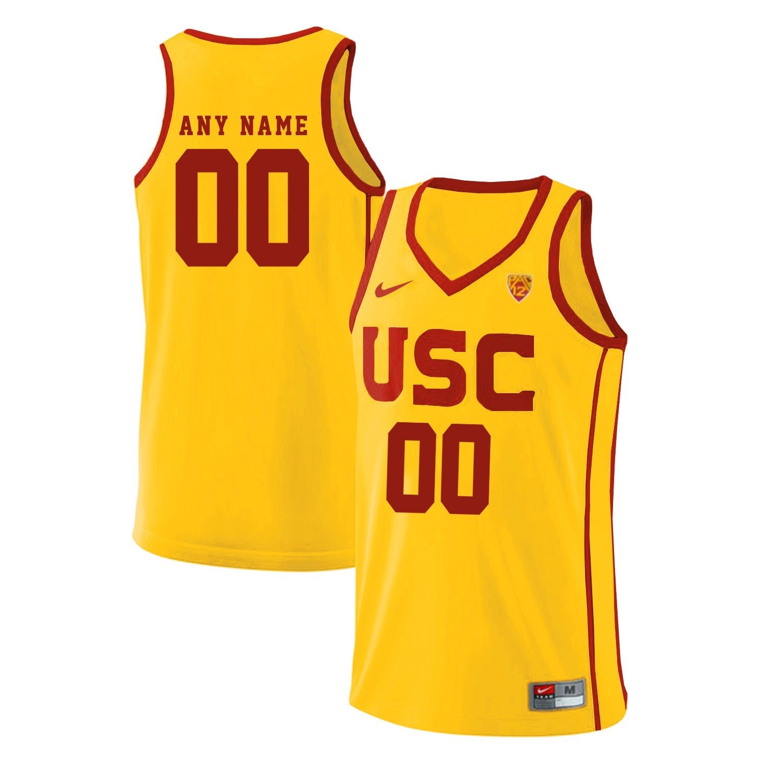 USC Any Name 00 Yellow Basketball College Football Jersey football jersey product view 1