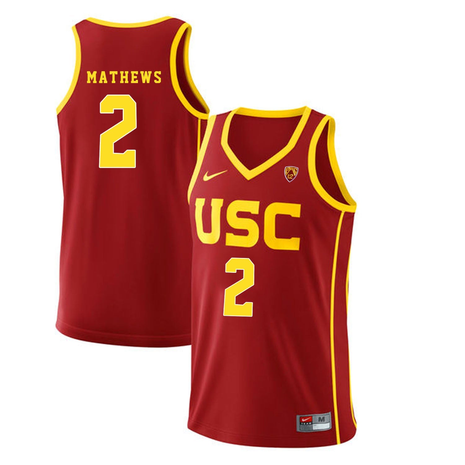 USC Mathews 2 Red Basketball College Football Jersey football jersey product view 1