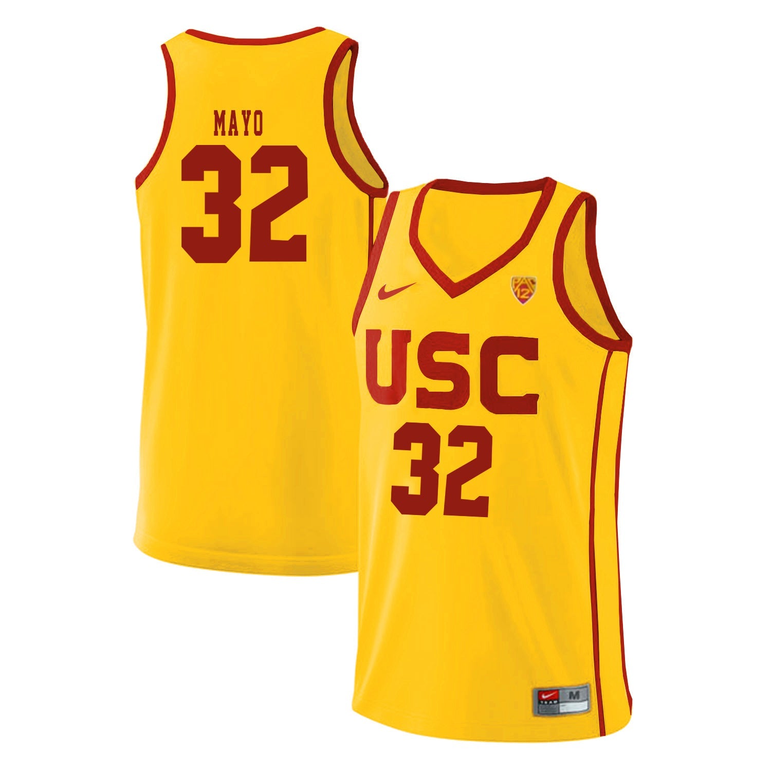USC Mayo 32 Yellow Basketball College Football Jersey football jersey product view 1