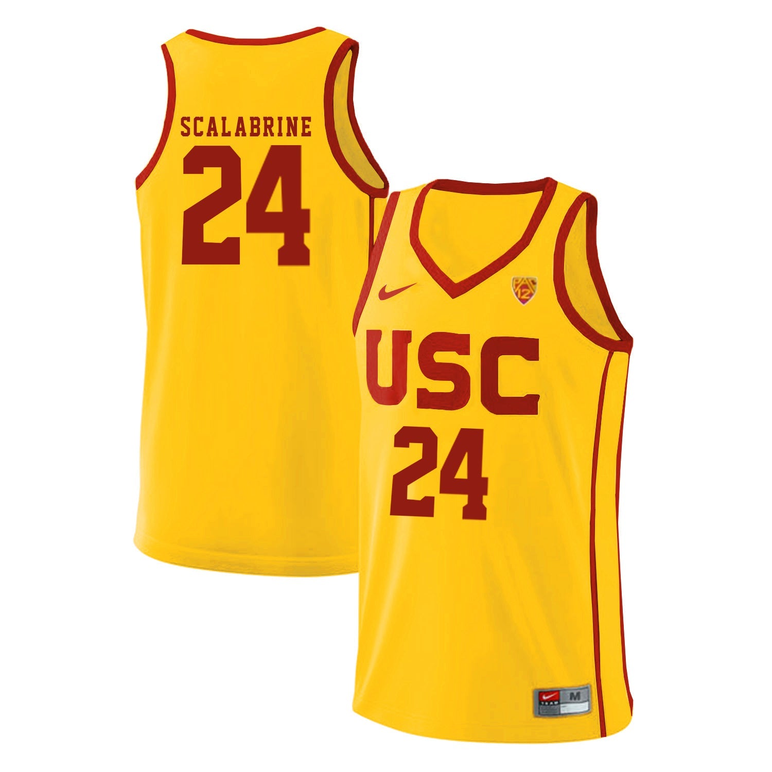 USC Scalabrine 24 Yellow Basketball College Football Jersey football jersey product view 1