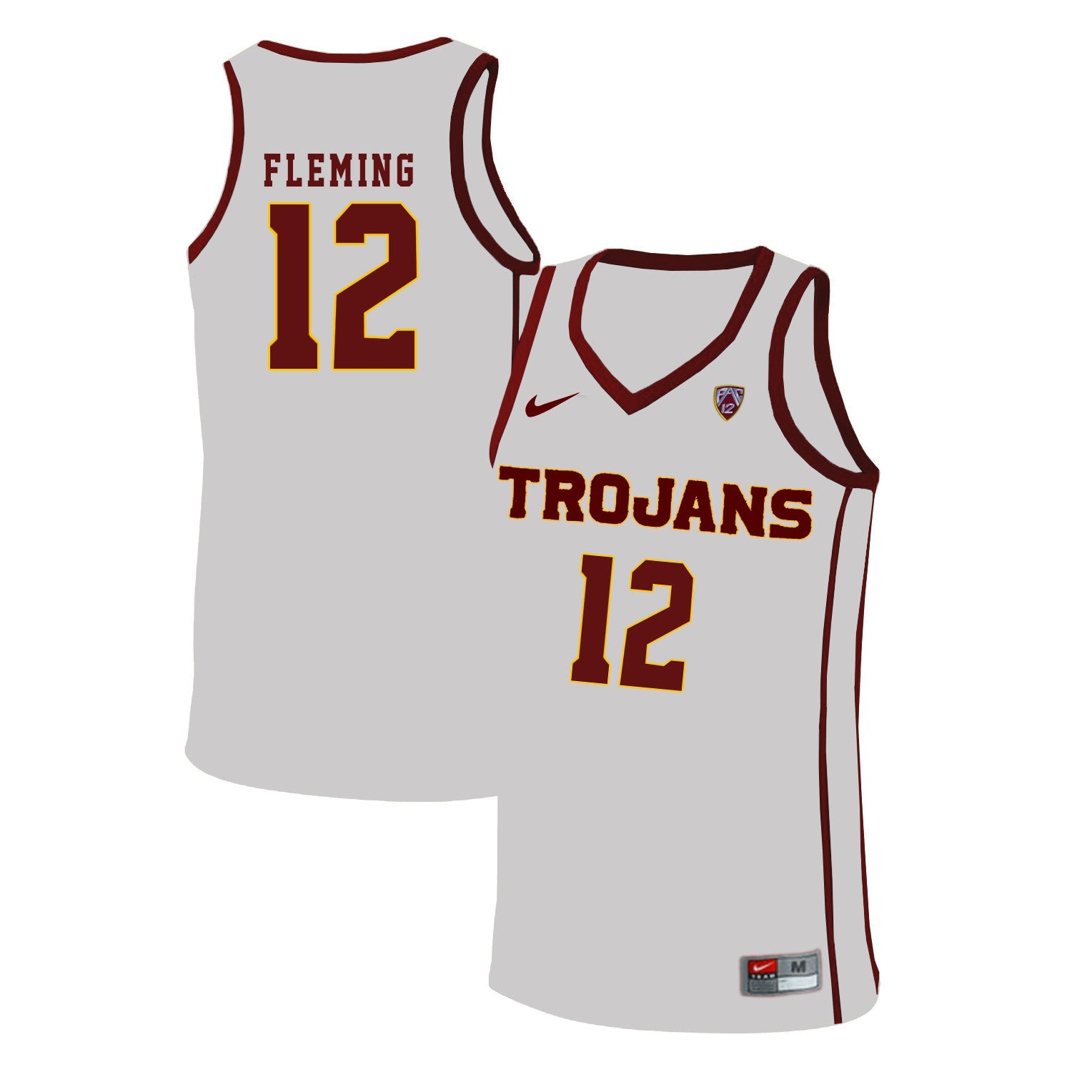 USC Trojans Fleming 12 White Basketball College Football Jersey football jersey product view 1