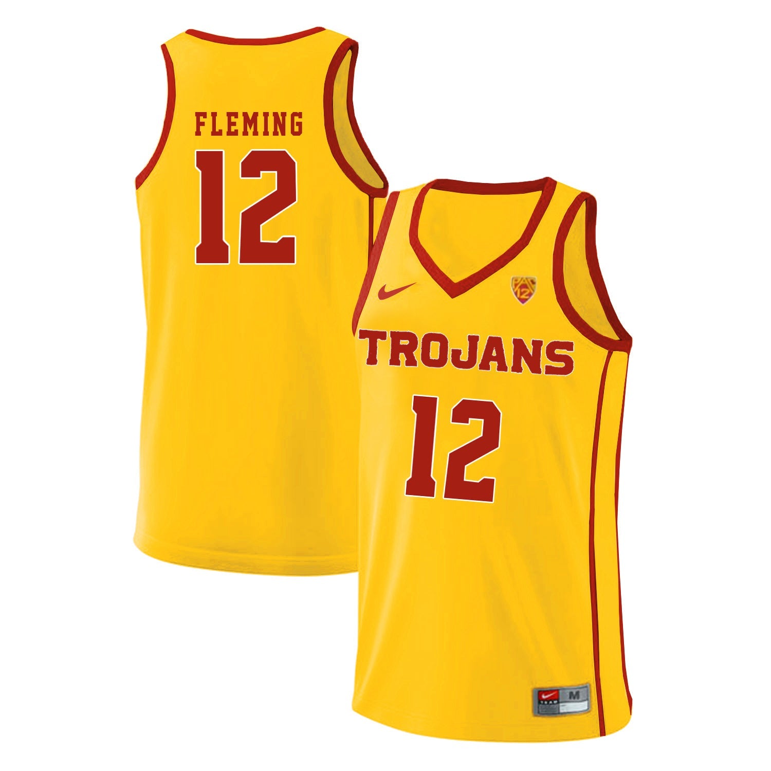 USC Trojans Fleming 12 Yellow Basketball College Football Jersey football jersey product view 1