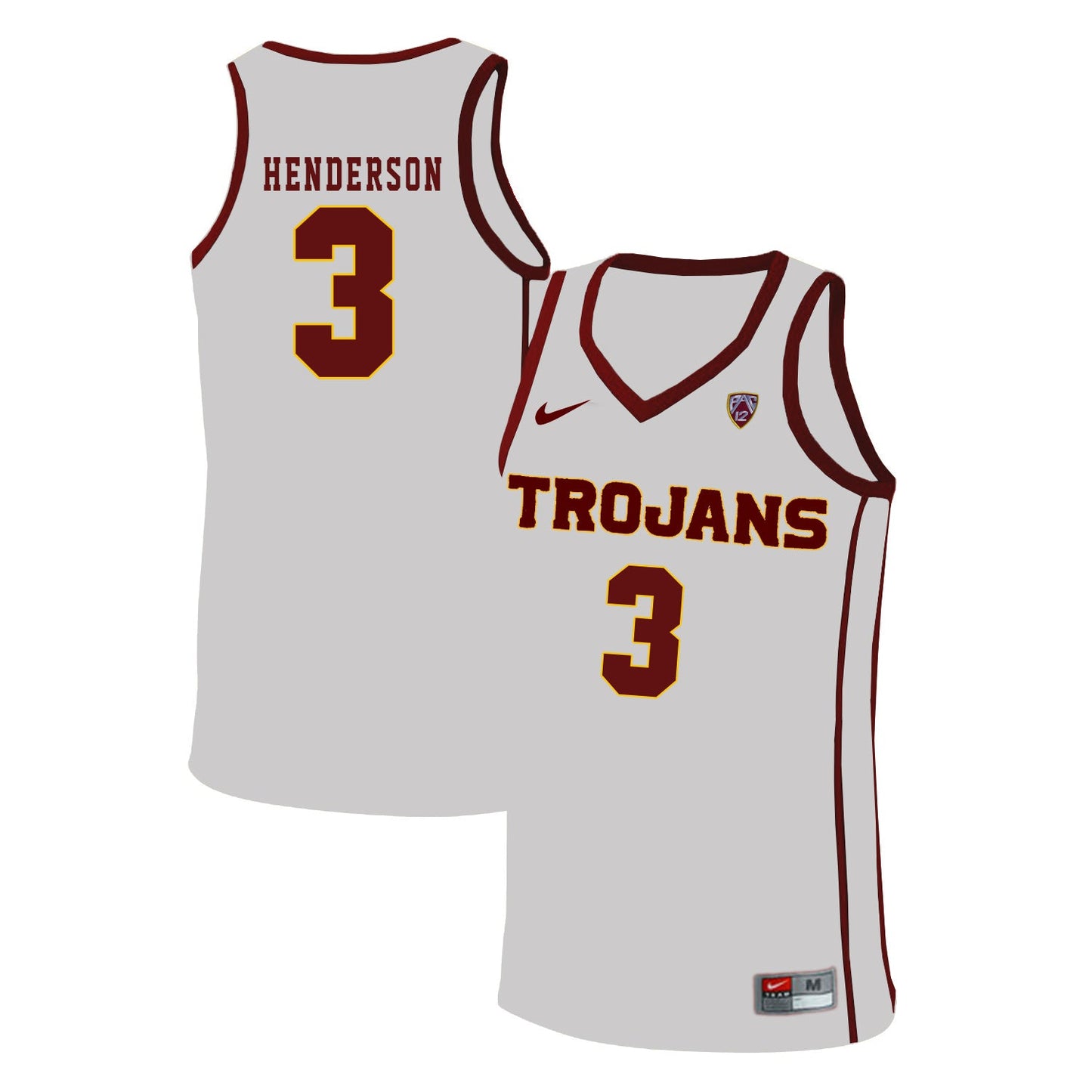 USC Trojans Henderson 3 White Basketball College Football Jersey football jersey product view 1