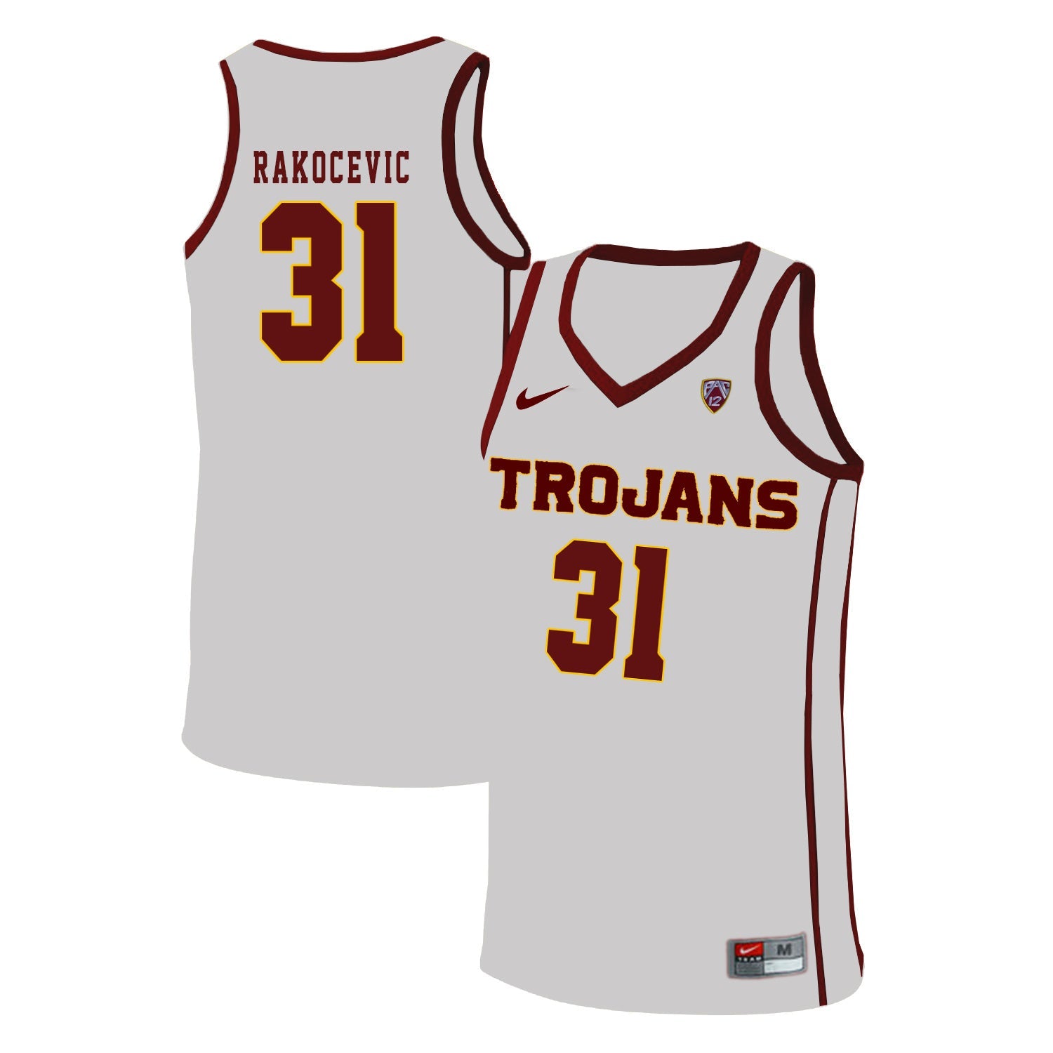 USC Trojans Rakocevic 31 White Basketball College Football Jersey football jersey product view 1
