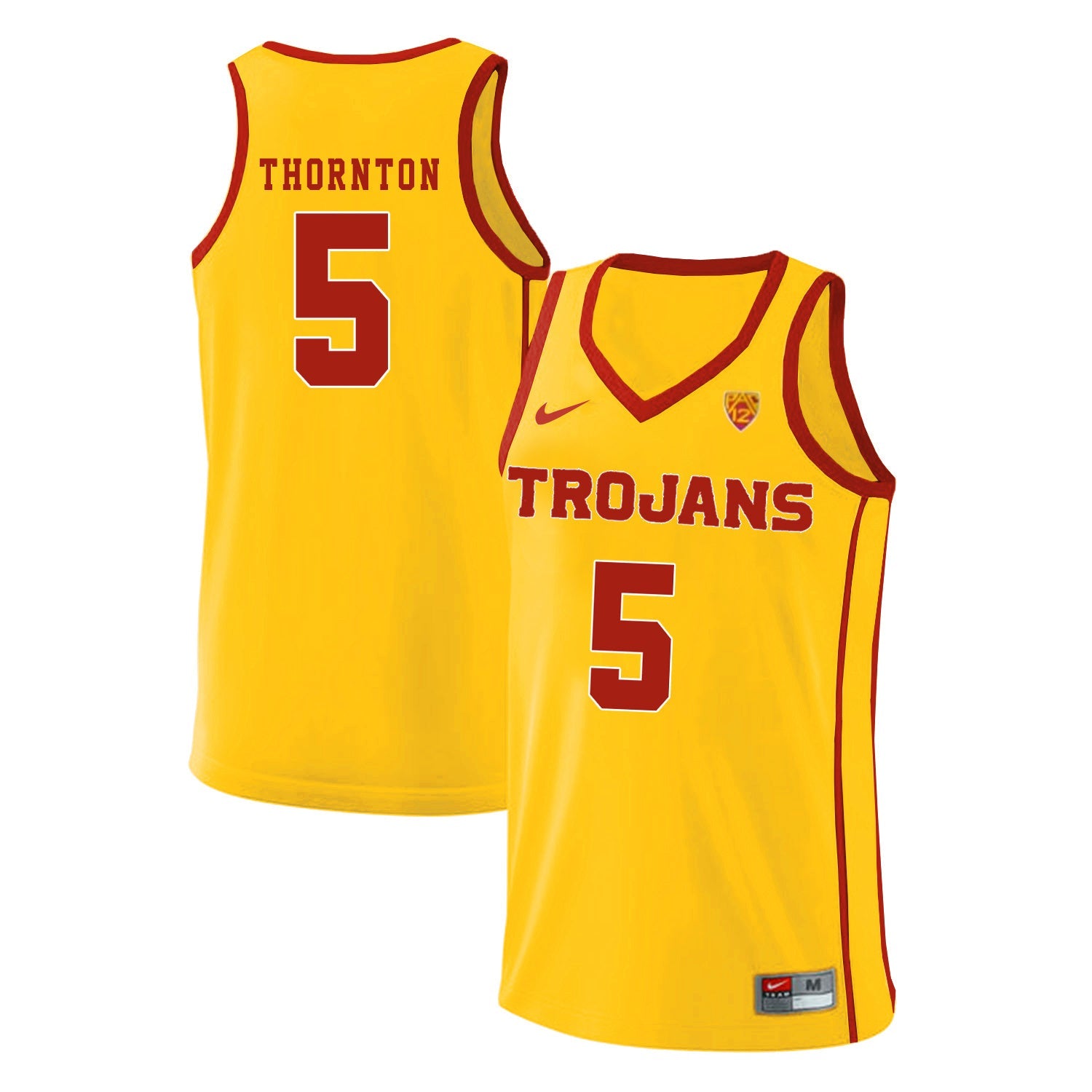 USC Trojans Thornton 5 Yellow Basketball College Football Jersey football jersey product view 1