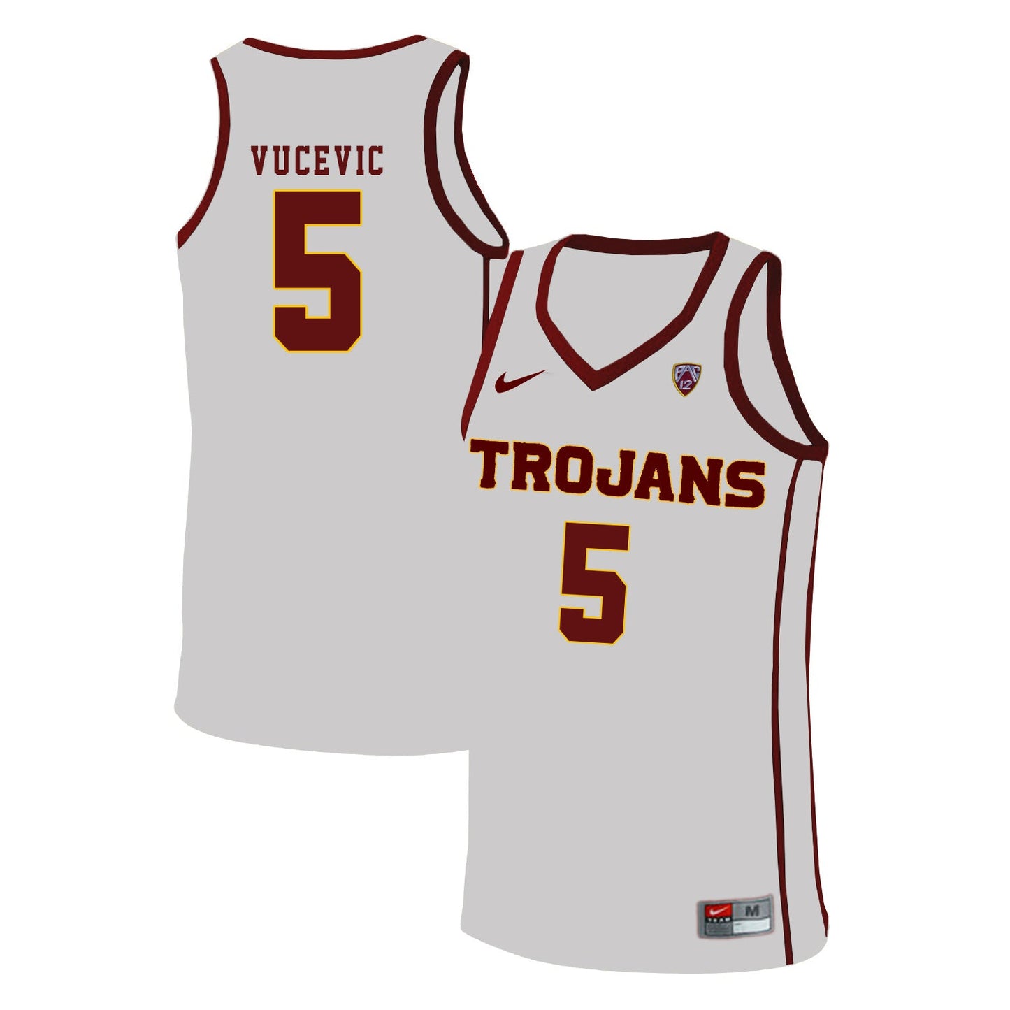 USC Trojans Vucevic 5 White Basketball College Football Jersey football jersey product view 1