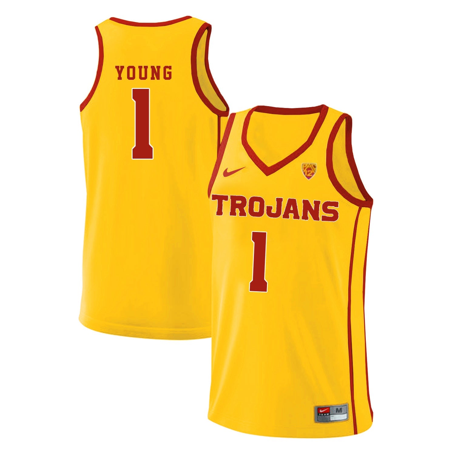 USC Trojans Young 1 Yellow Basketball College Football Jersey football jersey product view 1