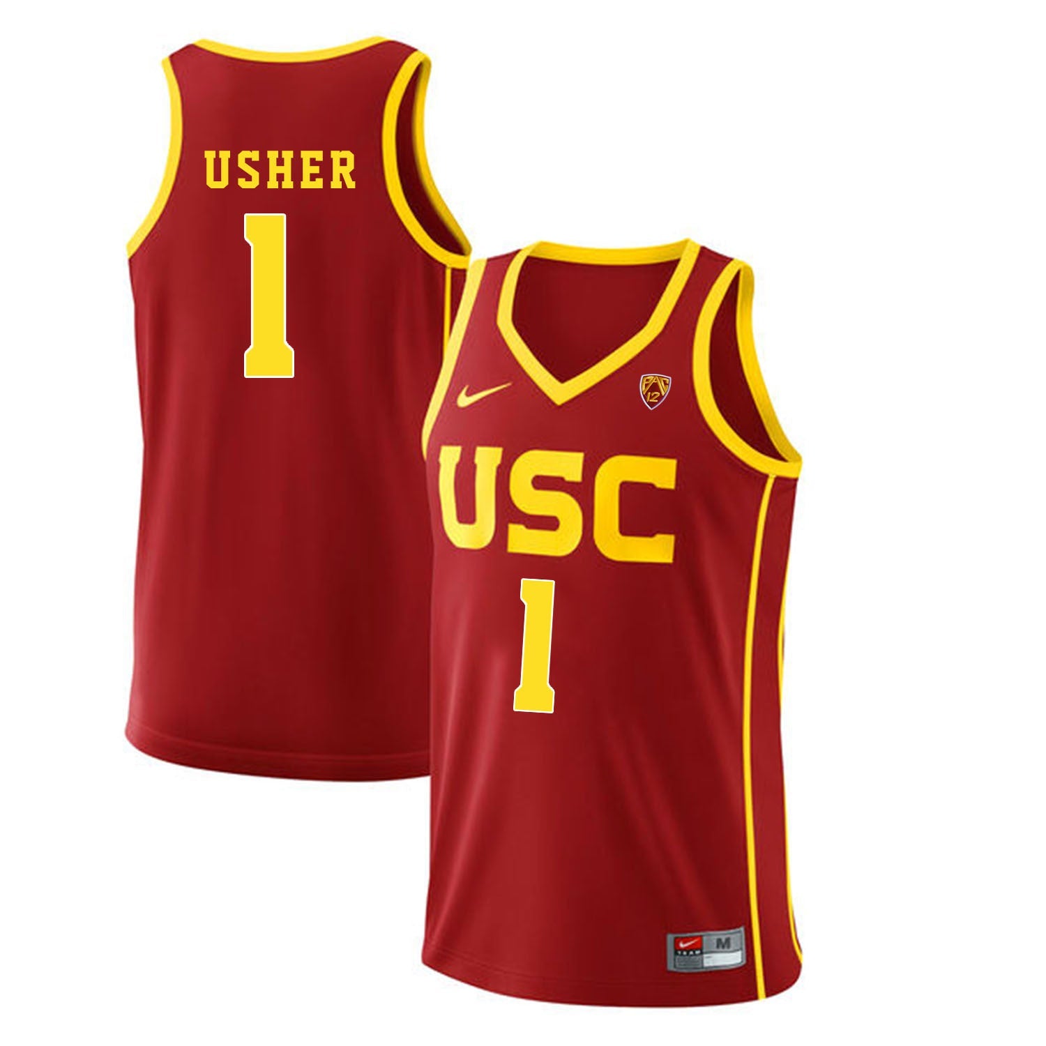 USC Usher 1 Red Basketball College Football Jersey football jersey product view 1