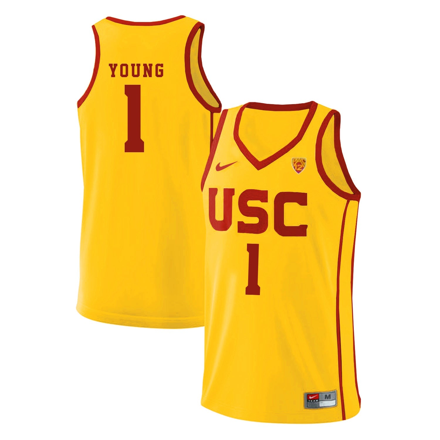 USC Young 1 Yellow Basketball College Football Jersey football jersey product view 1
