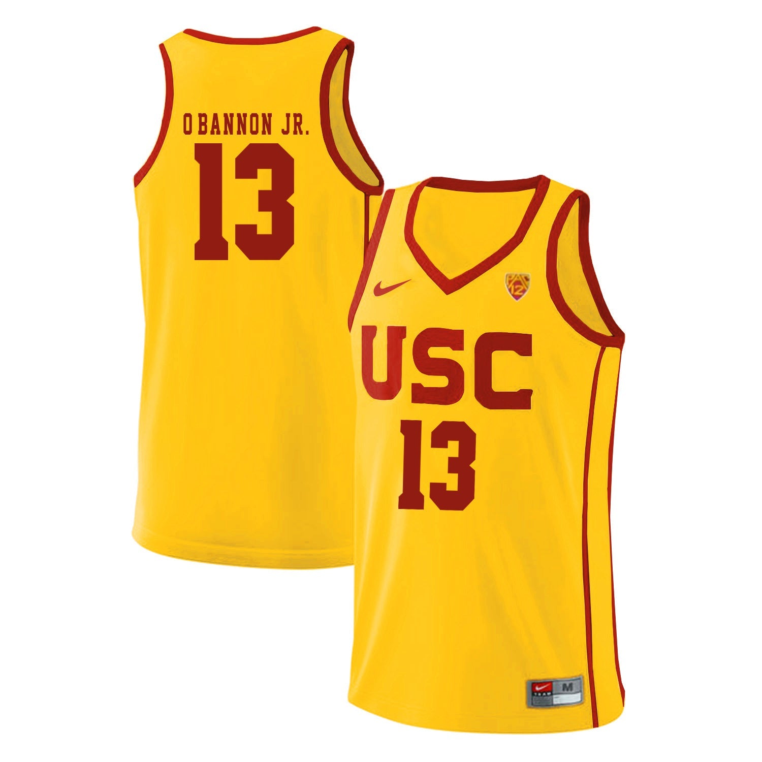 USC 'O'Bannon Jr.13 Yellow Basketball College Football Jersey football jersey product view 1