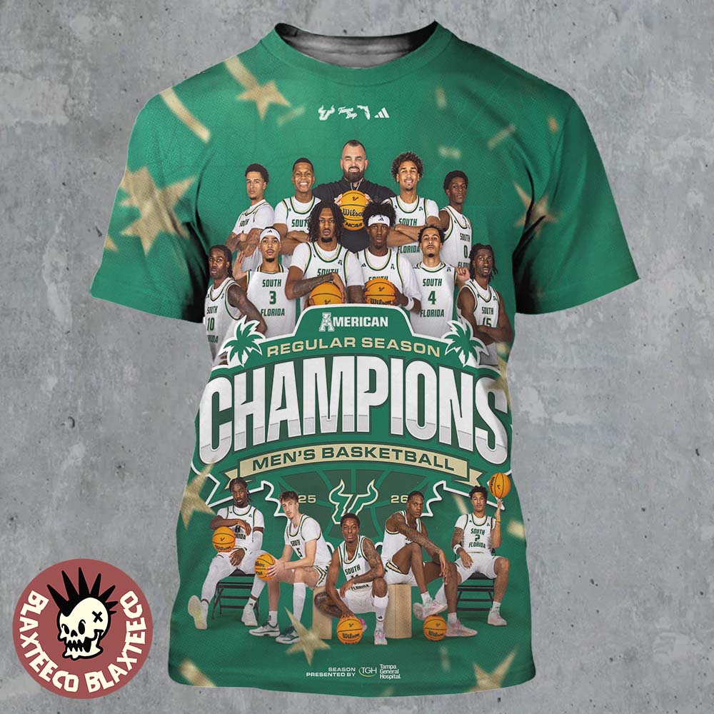 USF South Florida Bulls Mens Basketball 2025 2026 ACC Regular Season Champions All Over Print Shirt - T-Shirt, Sweatshirt, Hoodie