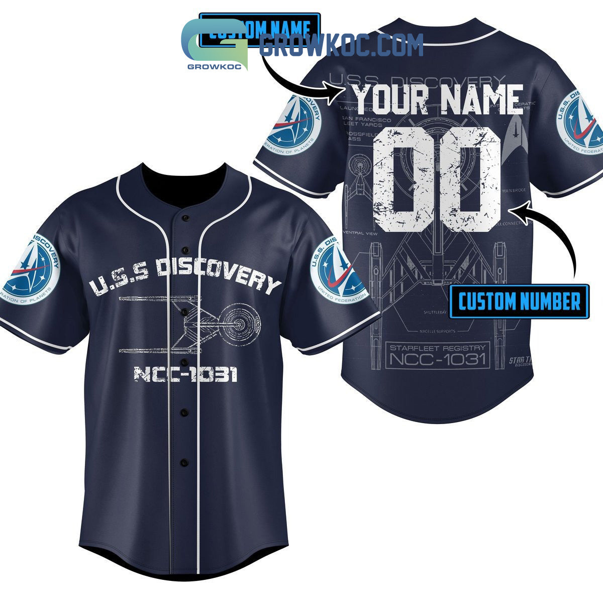 USS Discovery NCC 1031 Personalized Baseball Jersey baseball jersey product view 1