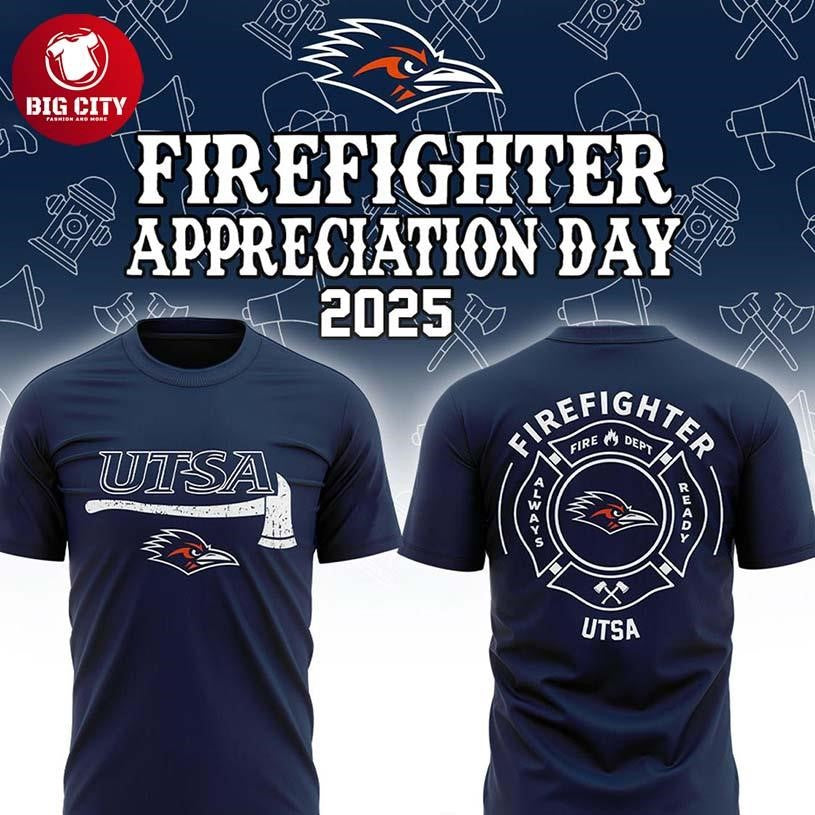 UTSA Roadrunners Firefighters NCAA Appreciation 2025-2026 Two Sided Shirt Unisex T-shirt, Sweatshirt, Hoodie, Long Sleeve Tee - T-Shirt, Sweatshirt, Hoodie