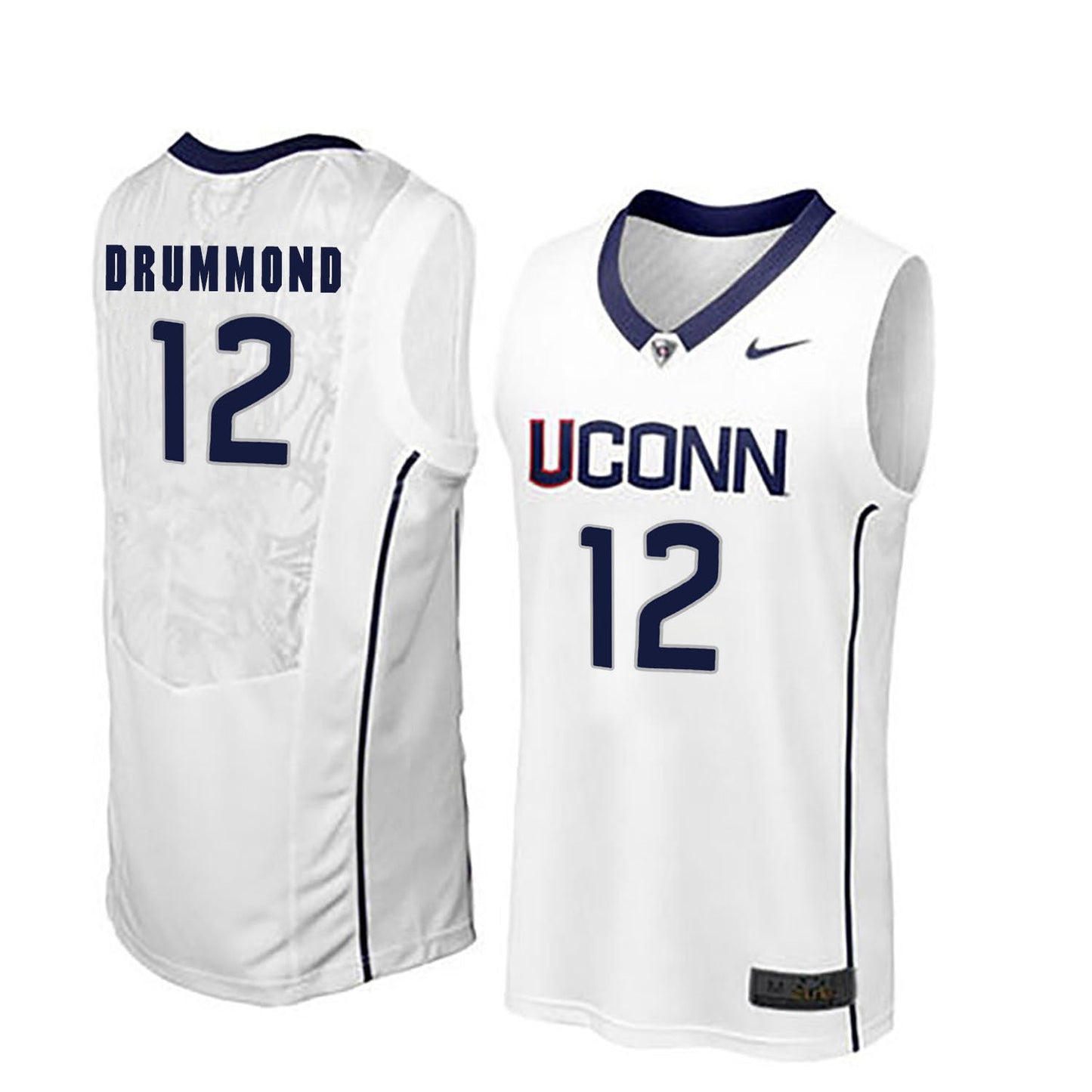 Uconn Huskies DRUMMOND 12 Men White College Football Jersey football jersey product view 1