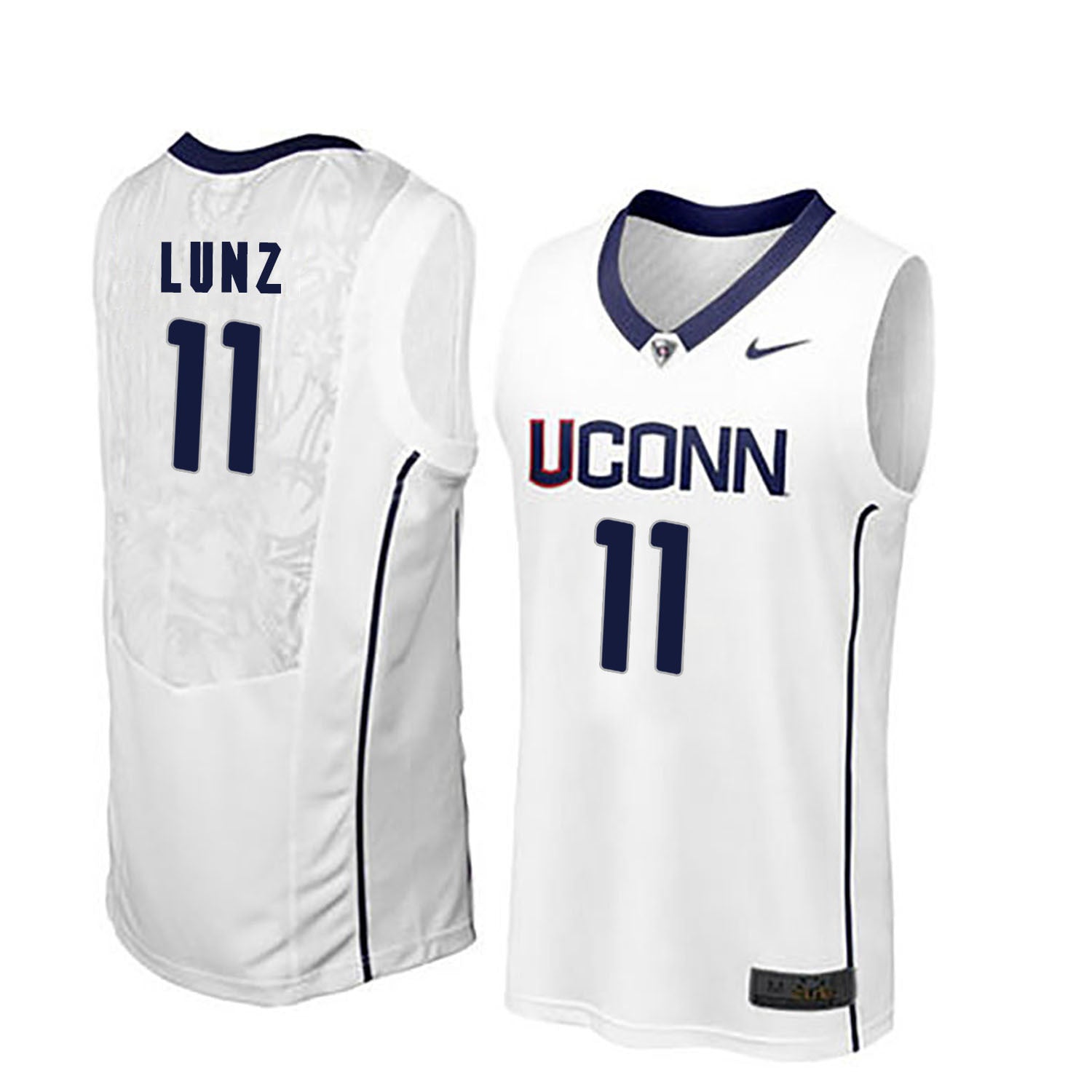Uconn Huskies LUNZ 11 Men White College Football Jersey football jersey product view 1