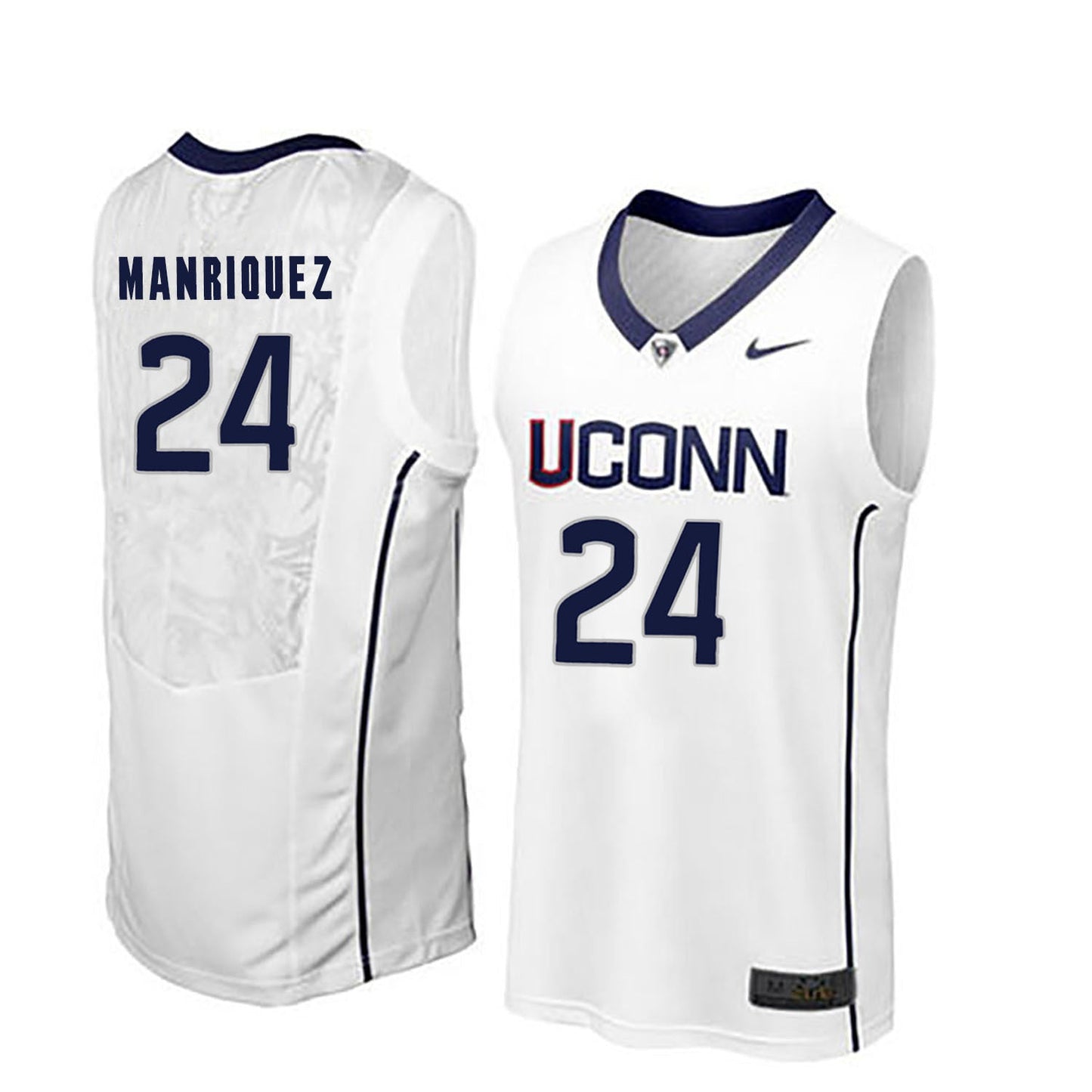 Uconn Huskies MANRIQUEZ 24 Men White College Football Jersey football jersey product view 1