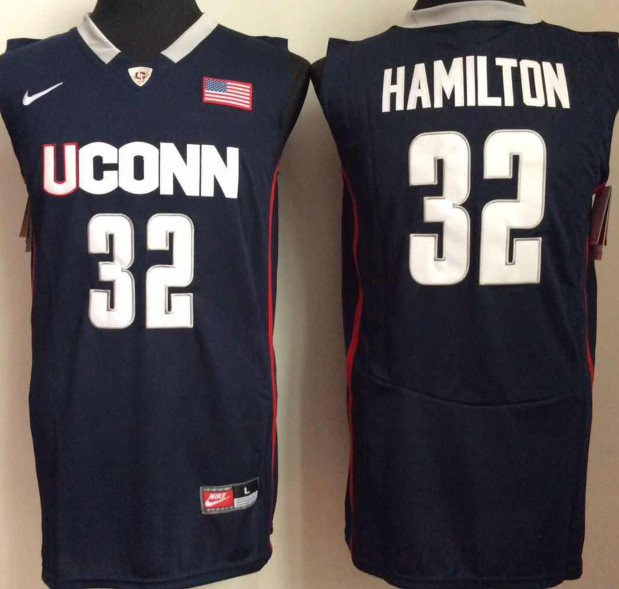 Uconn Huskies #32 Richard Hamilton Blue College Football Jersey football jersey product view 1