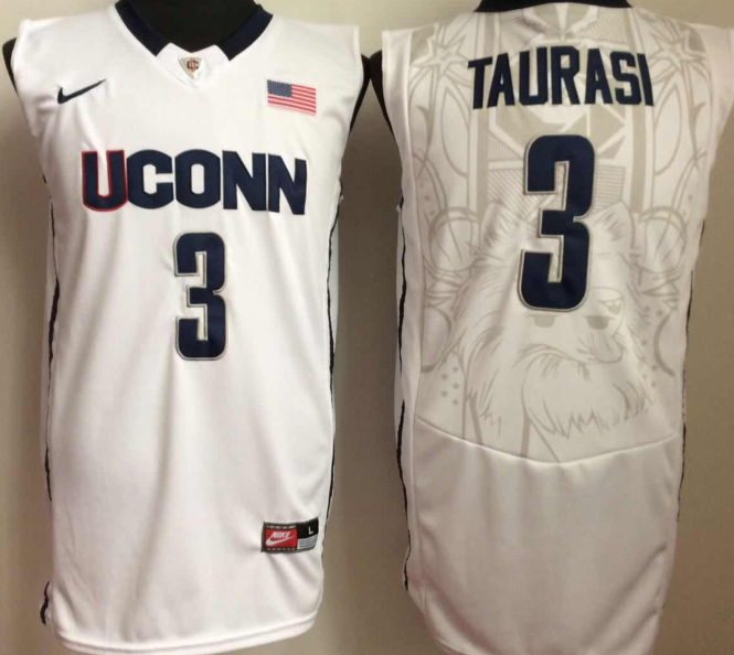 Uconn Huskies #3 Diana Taurasi White College Football Jersey football jersey product view 1