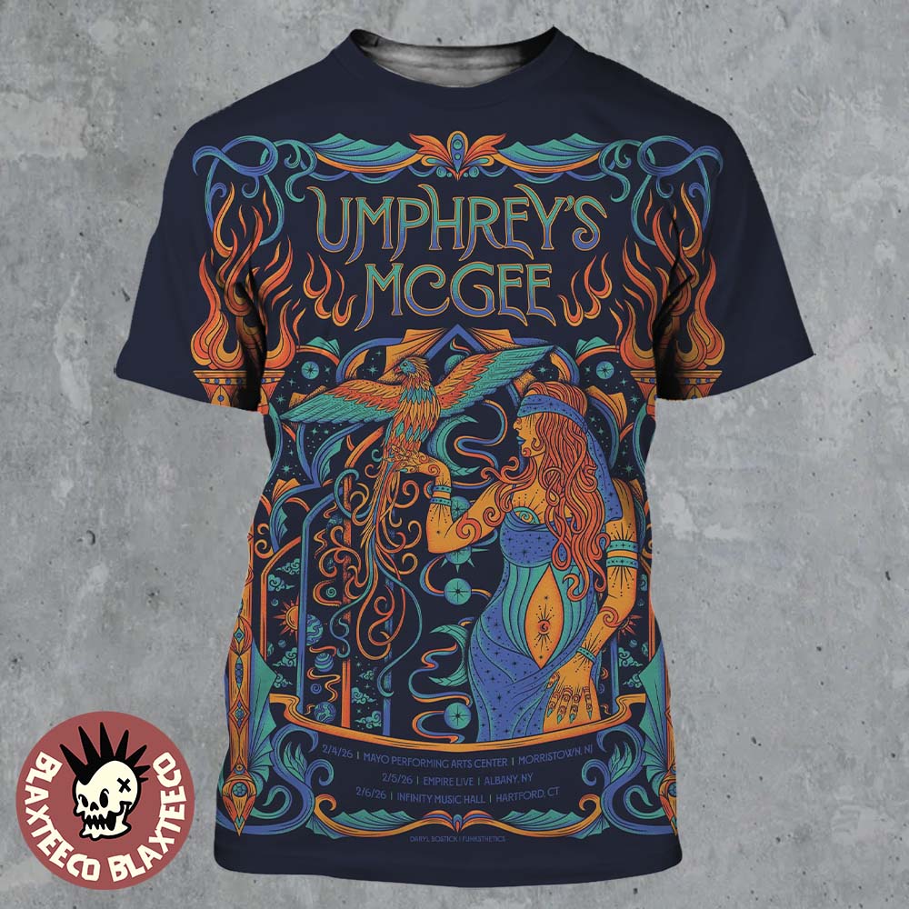 Umphreys McGee Rock Shows Out East 2026 Poster In Morristown New Jersey Albany New York And Hartford Connecticut From Feb 4 To 6 2026 All Over Print Shirt - T-Shirt, Sweatshirt, Hoodie