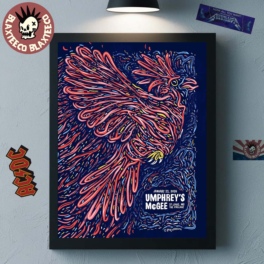 Umphreys McGee St Louis Missouri 2026 Gig Poster At The Pageant On January 22 2026 The Cardinal Art Decor Poster Canvas - T-Shirt, Sweatshirt, Hoodie