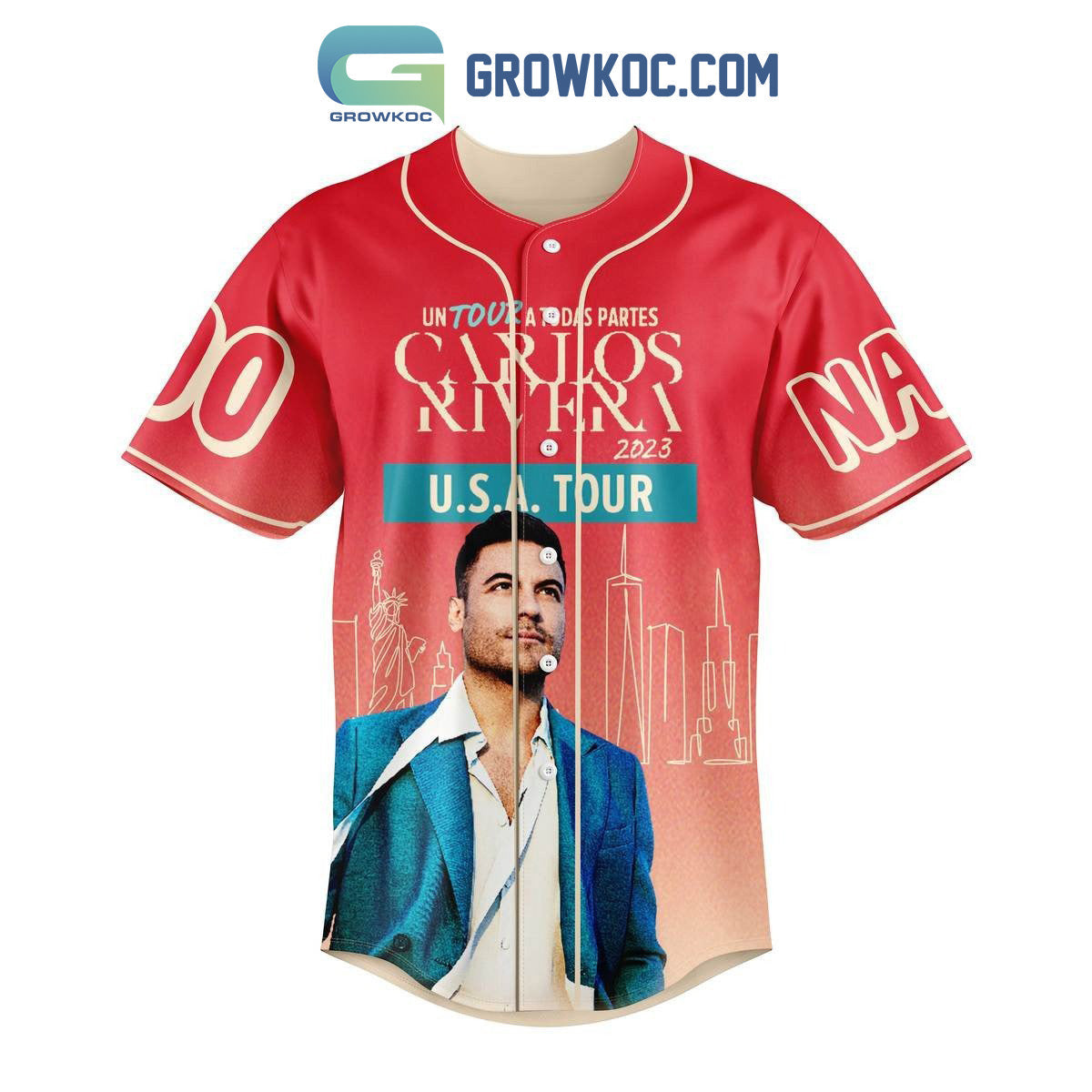 Un Tour A Todas Partes Carlos Rivera USA Tour 2023 Personalized Baseball Jersey baseball jersey product view 3