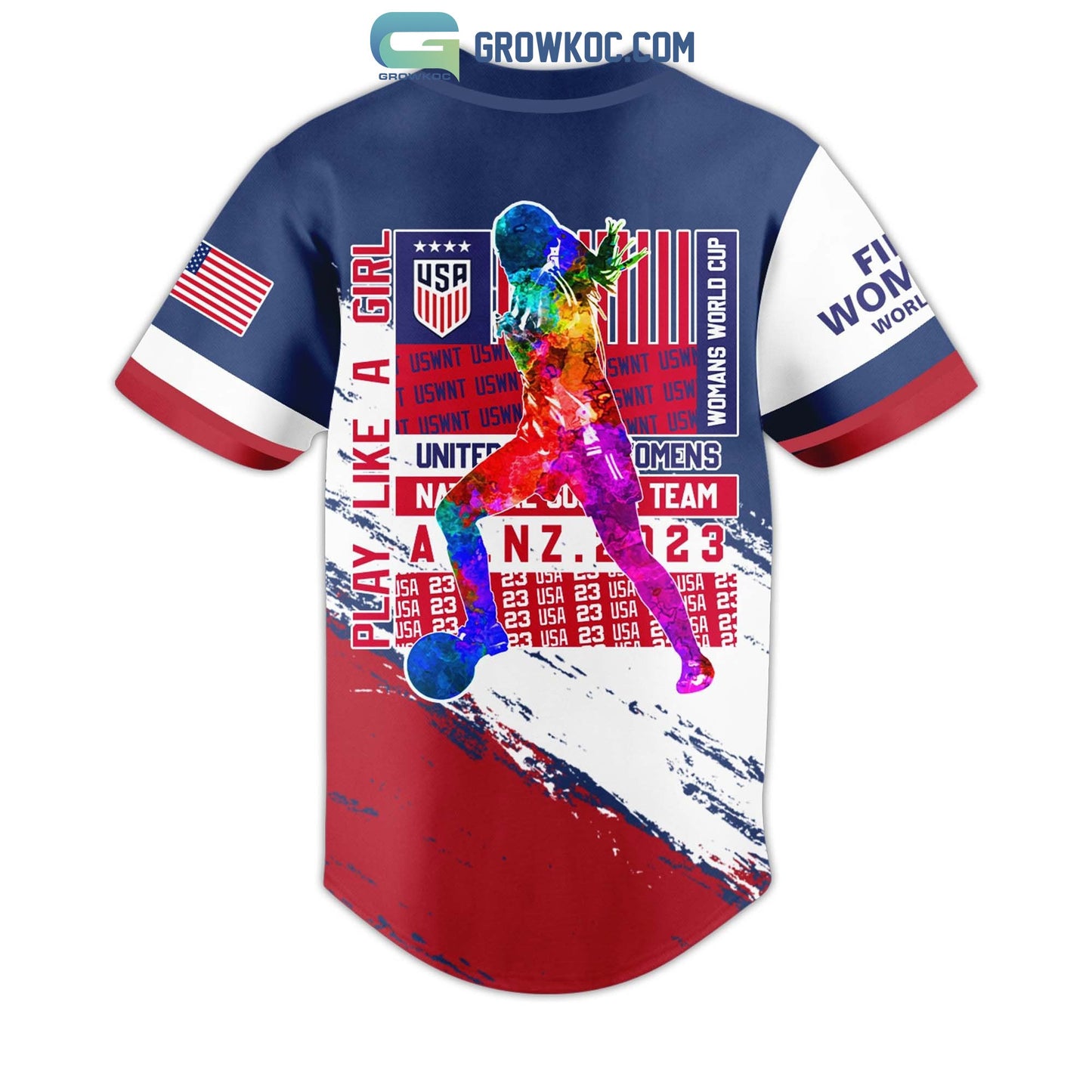 United State Womens National Soccer Team Play Like A Girl Personalized Baseball Jersey baseball jersey product view 3